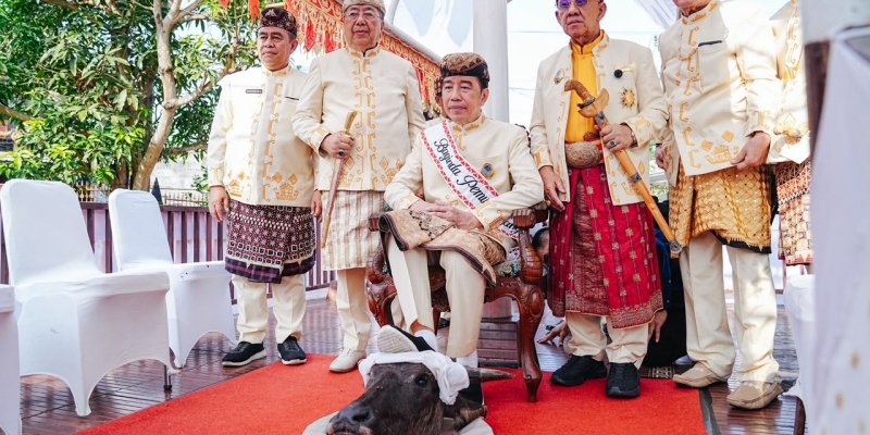 Jokowi Joko Widodo injak kepala kerbau Lampung