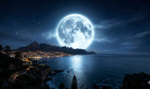 Ilustrasi Fenomena Langka Blue Moon Muncul Mei (Sumber Gemini Generated Image)