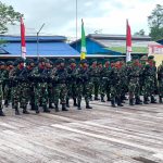Satgas Yonif Raider 600 Modang Laksanakan Upacara HUT Ke-77 TNI di Mako Polres Asmat