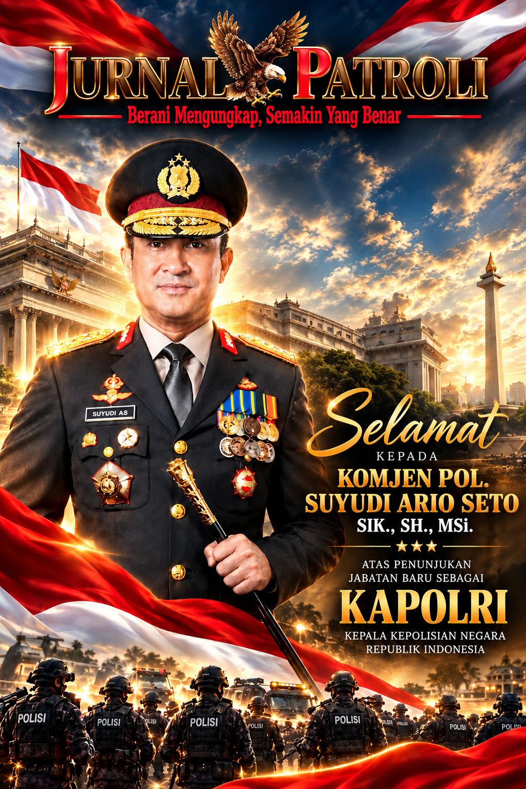 Poster Penghormatan Kapolri Berbalut Merah Putih