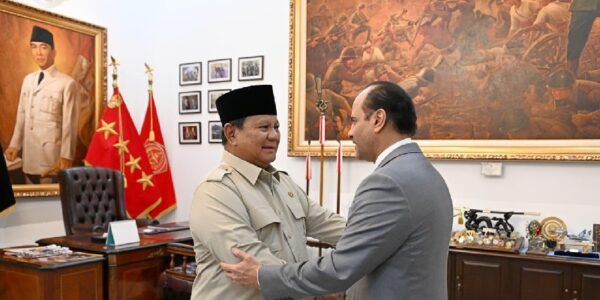 Presiden Prabowo Subianto dan Menhan Qatar Sheikh Saoud bin Abdulrahman bin Hassan bin Ali Al Thani (Foto Biro Pers Media dan Informasi Sekretariat Presiden)