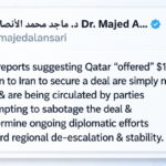 Unggahan Akun X Penasihat Perdana Menteri sekaligus Juru Bicara resmi Kementerian Luar Negeri Qatar Majed Al Ansari pada Selasa Mei