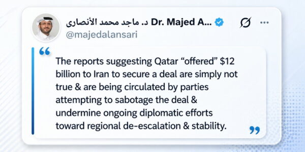 Unggahan Akun X Penasihat Perdana Menteri sekaligus Juru Bicara resmi Kementerian Luar Negeri Qatar Majed Al Ansari pada Selasa Mei