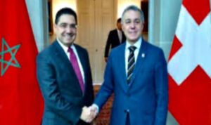Wakil Presiden Konfederasi Swiss sekaligus Kepala Departemen Luar Negeri Federal Ignazio Cassis dengan Menteri Luar Negeri Kerja Sama Afrika dan Ekspatriat Maroko Nasser Bourita (Foto Istimewa)