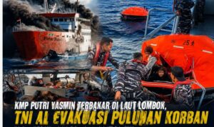 KMP Putri Yasmin Terbakar di Laut Lombok, Puluhan Penumpang Berhasil Dievakuasi TNI AL