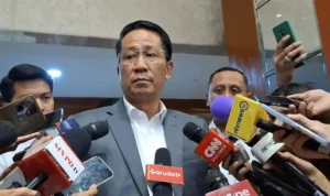 Produk Lokal Makin Mendunia, Indonesia Pimpin ASEAN dalam Indikasi Geografis menkumham supratman andi agtas saat ditemui awak media di gedung nusantara i dpr ri