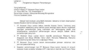 Pemerintah Pusat Turun Hentikan Aktifitas Oprasional Tambang PT BDL di Bolmong